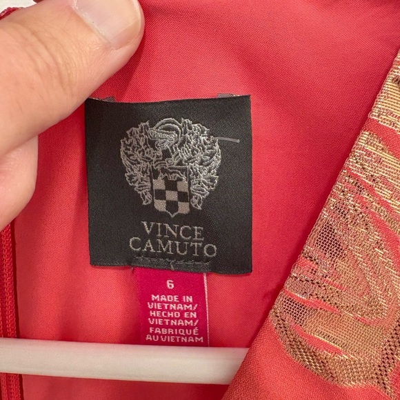 Vince Camuto Jacquard Cap-Sleeve Metallic Fit and Flare Dress Size 6 - Picture 3 of 12